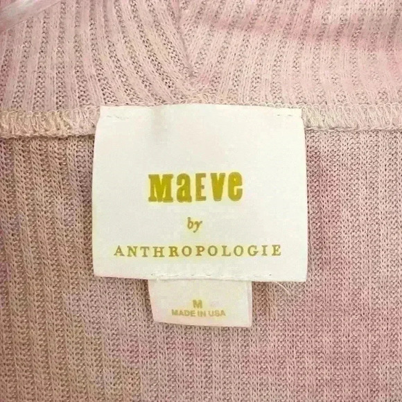 Anthropologie Maeve Womens Medium Pink Ribbed Cowl Neck Sweater Pullover Knit - Picture 3 of 5